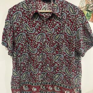 Paisley Button-Down Shirt‎ in Red and Blue